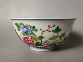 精品瓷器 大清乾隆年制 画珐琅彩花鸟纹碗 全品完好