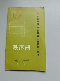 江苏省桥牌(甲级赛区)<<醒狮杯>>比赛秩序册///太仓1989.11.21-28.