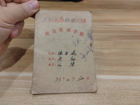广东佛山环市人民公社镇南生产队社员劳动手册