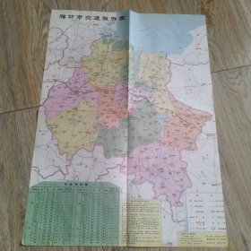 山东老地图潍坊市交通旅游图1997年
