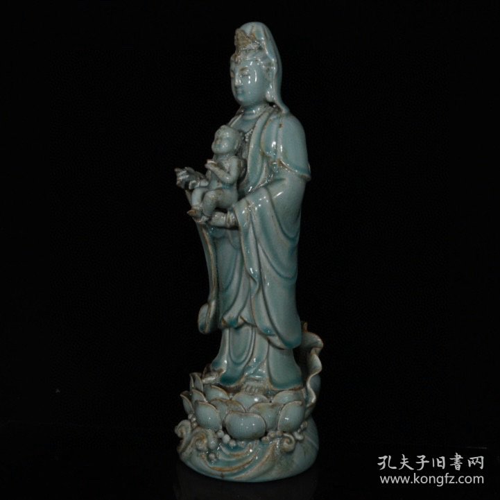 点击查看原图 宋代汝窑开片送子观音(47×15cm)