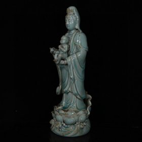 宋代汝窑开片送子观音(47×15cm)