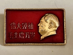 毛主席徽章 正面：伟大领袖毛主席万岁 背面：1 上海 长方形 1.2*2.0厘米