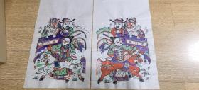 八十年代木版年画 寿州城（28×49）cm 有些朱仙镇的拙朴味道，品相自鉴。一对