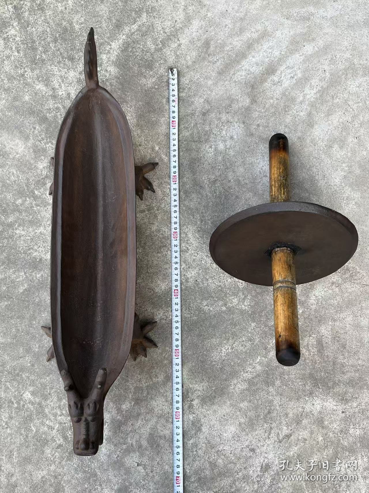 旧藏 铸铁【中醫 龍形藥碾】，个体硕大、腹侧部“大清乾隆三年造”字样，尺寸重量如图！