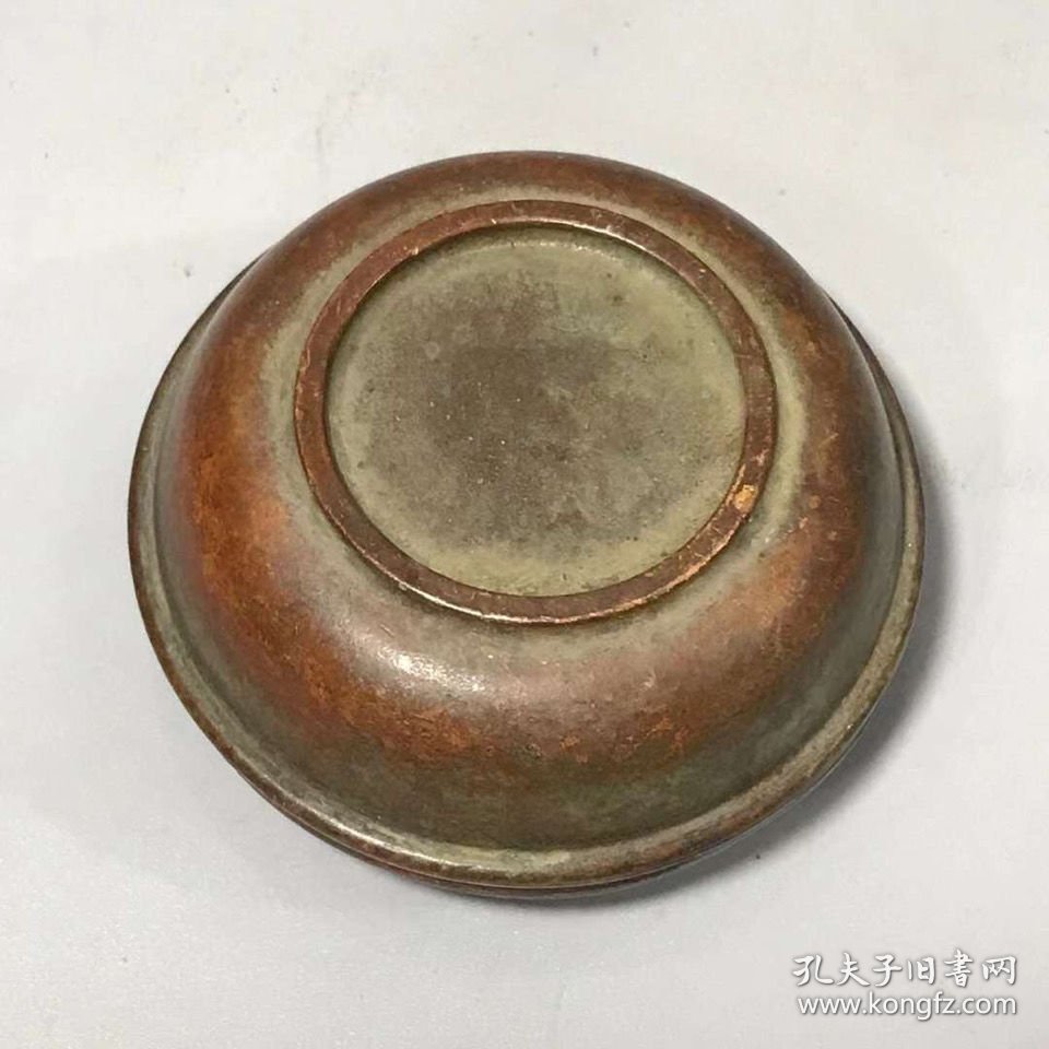 老铜器铜墨盒古玩铜器收藏 约280克