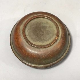 老铜器铜墨盒古玩铜器收藏 约280克