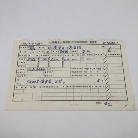 《欢度节日 不忘备战》2开本宣传画，人民美术出版社1971年第1版第1次印刷，出版号8027·5474，天津人民印刷厂印，印数50200张，出版通知单，仅此一件（收出版号、版次、开本、甲/乙/精装版本类别、印数、留用样本数、印刷工厂、收到样本日期、定价、码洋、折扣及收入等详情【1966-1976十年美术出版物珍贵出版史料/版本文献】）