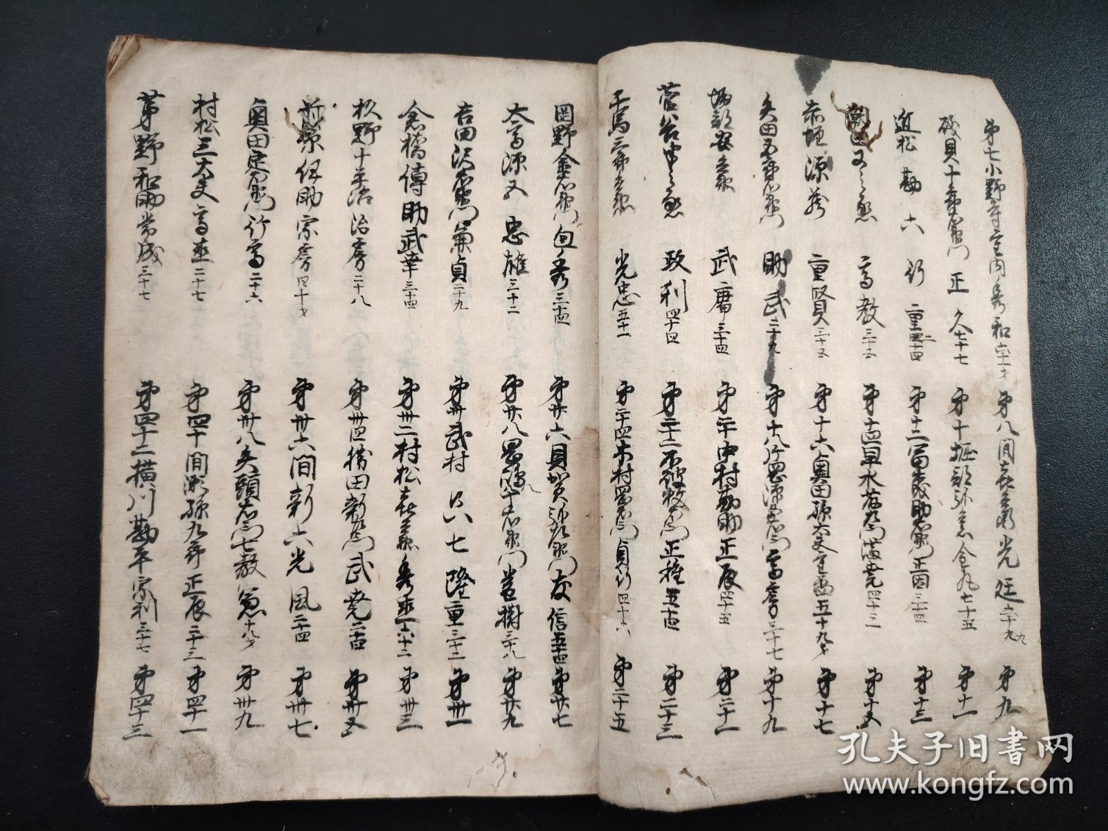 1830年古写本《忠臣軍書午毛記》存一册，大开本，手抄本，字迹清晰精美，尺寸24*17