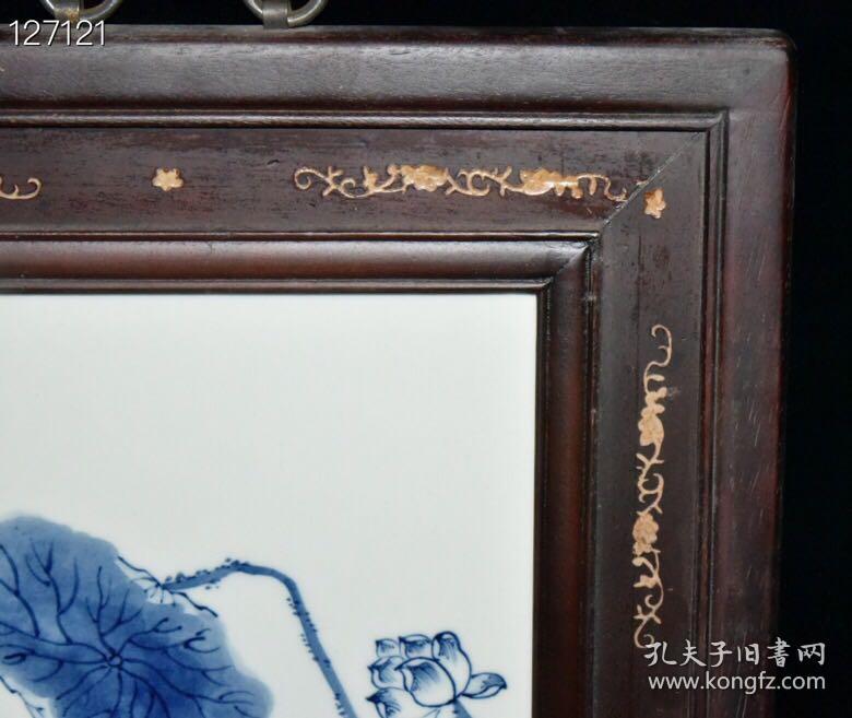 民国王步青花釉里红虾趣图瓷板3x51.5x40.8cm