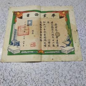 《1953年吉林市第一区中心小学毕业证书》1张