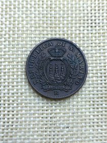 圣马力诺10分铜币 1935年黑色包浆极美品 oz0487