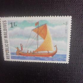马尔代夫邮票:帆船新票1枚收藏保真