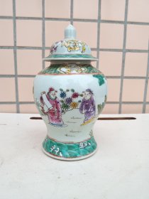 五彩人物将军罐