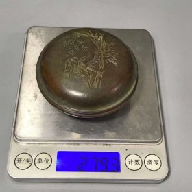 老铜器铜墨盒古玩铜器收藏 约280克