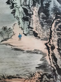 大马 卫志雄成名前作品 陆俨少作品款山水风情系列138+68厘米画心山水写生图笔意可关于茶室玄关私人酒店会所 保证手绘