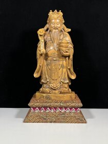 旧藏精品寿山石财神摆件 尺寸：46X20公分 重：22.50斤 作者：玉璇