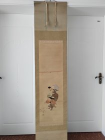 （3）绢本挂轴老画，名家回流 原装旧裱 茶室精品，印章，钤印 ，品相佳 绢本 ，尺寸205cmX46cm。品相如图