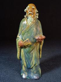 （全品）石湾窑公仔人物泥塑  陶瓷人物雕塑 陶瓷摆件。品相：全品 尺寸：高19cm圈足直径6cm