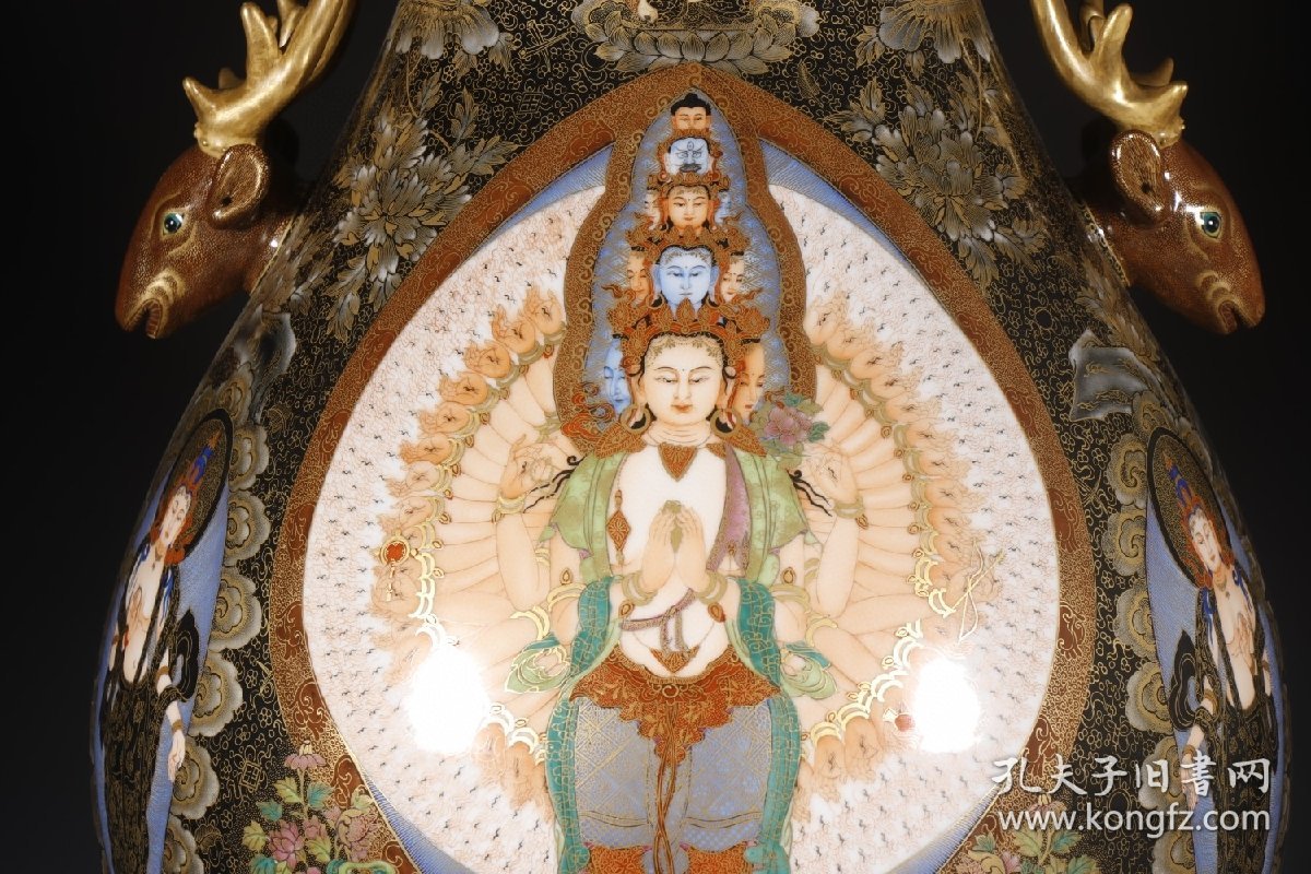 （议价） 清乾隆：鹿头尊千手观音唐卡