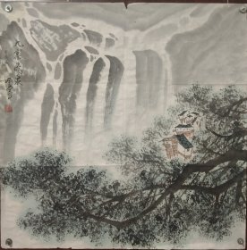 山东著名画家~张登堂~山水画斗方