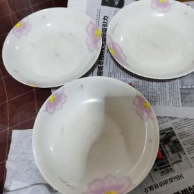 陶瓷粉黄花菜盘（3头）