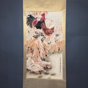 捡漏！古玩店倒闭库存名人字画编号A5022 刘奎龄 玉米鸡三尺中堂画作品画客厅书房办画