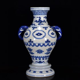 明正德年青花象耳瓶29*18厘米