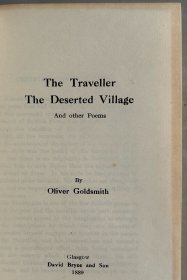 1889年《旅行者》《荒村》等合集，全真皮精装，书顶刷金，八五品The Traveller The Deserted Village And other Poems