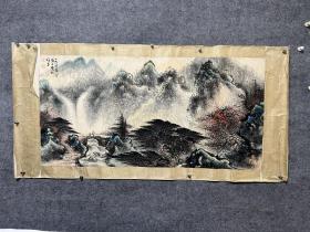 黎雄才，135X67，黎雄才（1910年～2001年12月19日），广东省肇庆人，祖籍广东省高要。
当代国画家、美术教育家，岭南画派卓有成就的代表人物。
擅长巨幅山水画，精于花鸟草虫，画作气势浑厚，自具风貌，被评论界称为“黎家山水”。