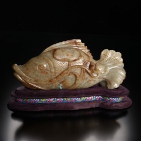 明代 和田玉连年有余摆件