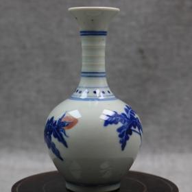 清代 全手工制青花竹节瓶古玩古瓷器收藏乡下货老物件真品