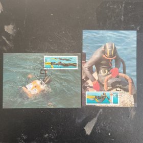 GERcard1德国邮票东德1985年世界长距离潜水锦标赛 2全 游泳体育极限片