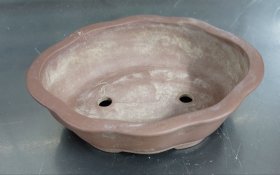 70年代全手工制作紫砂花盆有2个底款
