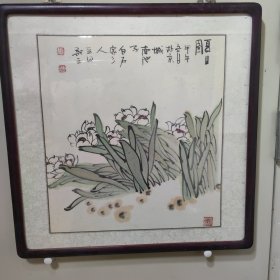 军旅画家 冯立公 先生旧作精品之九（夏日图）原装旧裱 带框 保真出售，军旅画家，79年对越作战二等功臣。现为中国水墨艺术研究院院士，北京南海画院专职画家，白石书画艺术院名誉院长，中国书画收藏家协会会员，国家一级美术师。作品多次参加省市及全国书画大展并获奖。国画作品被澳大利亚、中国美术馆、湖南画院、韶山图书馆等国内外艺术机构及海内外友人收藏，是当代最具实力派画家。