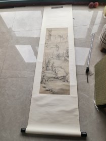 海上著名画家 施南池 仿赵子昂民国画 尺寸103x33cm左右 具体品相如图 近裱绢包手 保真120号