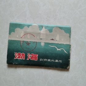 1964年无格明信片：渤海彩色风光画片，一函11张全。1964年辽宁美术出版社一版一印。