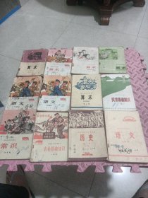 老课本。数学语文。品相见图，12本合售