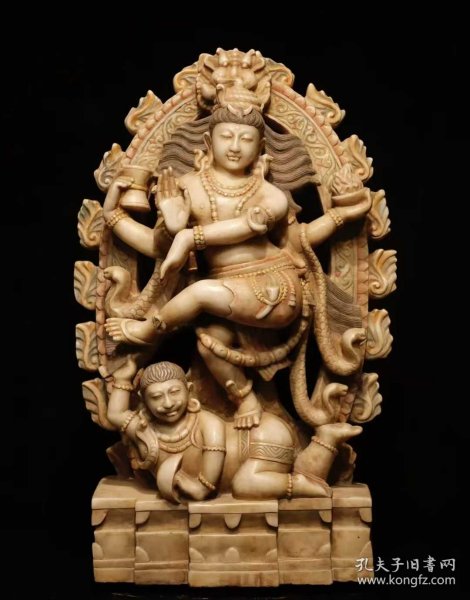 （议价） 犍陀罗艺术汉白玉彩绘观音高92cm宽60cm厚30cm