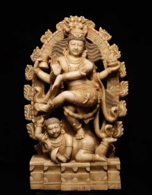 （议价） 犍陀罗艺术汉白玉彩绘观音高92cm宽60cm厚30cm