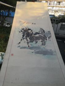 刘生展国画，三骏图（张家口市美协主席，一级画师）包真