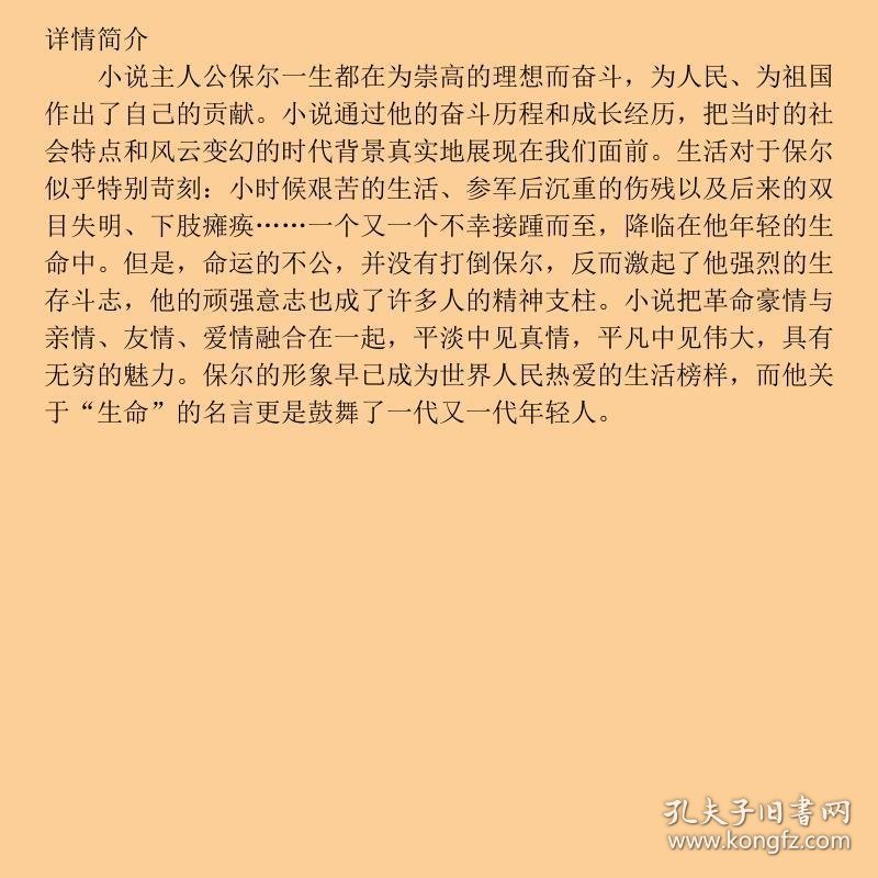 钢铁是怎样炼成的彩图注音版苏尼·奥斯特洛夫斯基原著段会卿改写周真红绘画同心出9787807166559