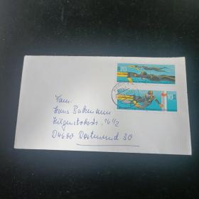 F2811外国实寄封 贴民主德国1985 世界长距离潜水锦标赛 2全 品相如图