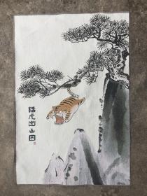 老虎刺绣山水画4
