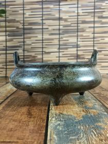 古董  古玩收藏   铜器   铜香炉  尺寸长宽高:17/17/9.5厘米，重量:3.8斤