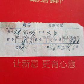 1976年5月16日，蔚县医院收据（生日票据，医疗医院类，28-6）