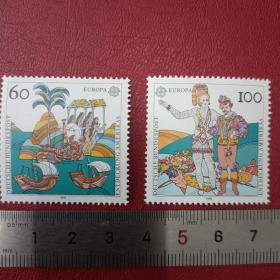 A0110 外国邮票 德国邮票1992年 欧罗巴 哥伦布发现美洲500周年 土著 印第安人 发现新大陆 新  2全 原胶全品
