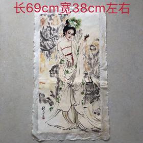 一张宣纸的画。如图 品相，没破损  没贴过背面很干净

70x38 公分