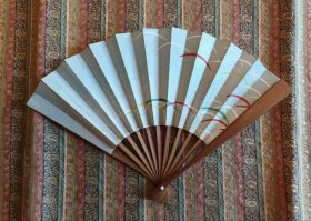 彩 日本新年扇纸扇 展开最宽处25.5Cm，高15Cm，迷你扇，手绘品，竹骨，几乎全新品，实价不议。