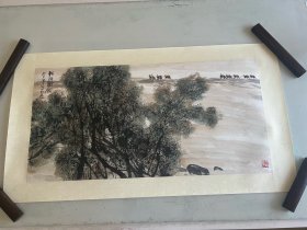 旧镜心画一副 ，署名：张登堂，，画心尺寸：100x50，包手绘不是印刷品！